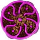 Outward Hound Fun Feeder Slo Bowl – Medium 2‑Cup Capacity, Slow Feeding, Small to Medium Dogs & Cats, Non-Slip, Purple, Flower Pattern
