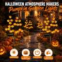 2PCS Solar Pumpkin Stake Pathway Lights, IP65 Waterproof Halloween Outdoor Decor with Steady On & Flash Lighting Modes，Solar-Powered Decor for Garden Yard Lawn Halloween Party (Yellow Pumpkin)