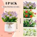 Der Rose 4 Pack Fake Flowers Small Artificial Faux Plants Indoor Summer Spring Decor for Centerpiece Table Decorations Home Office Desk Wedding Apartment Decor