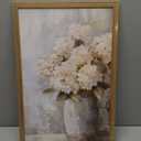 Framed Vintage Canvas Wall Art, White Hydrangea Floral Wall Decor Paintings, Flower Pictures Prints Aesthetic Home Decor for Living Room Bedroom Bathroom Office 16x24 inch