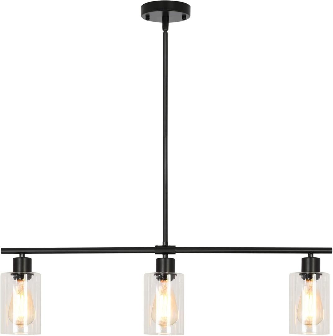 3-Light Modern Chandeliers Kitchen Island Lighting with Adjustable Height Industrial Light Fixtures Pendant Lights for Kitchen Bedroom Dining Living Room Foyer