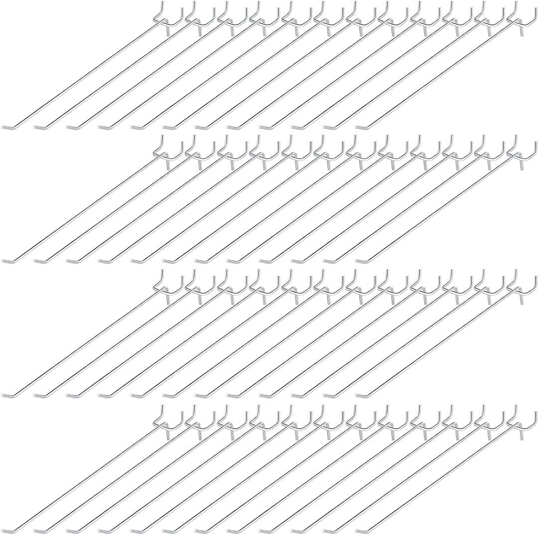 Funrous 100 Pack Peg Board Hooks Stainless Steel Pegboard Hooks Shelving Display Hanging Peg Board Holders for 1/8 and 1/4 Garage Storage Tools Organizer(10 inch)