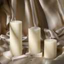 3 x Conelist Ribbed Pillar Candles Set of 3, Width 3" High 4" 6" 8" Large Soy Wax Orchids Scented Pillar Candles Aesthetic Ribbed Modern Home Decor for Bathroom Living Room(Cream)