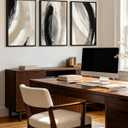 KUVIOKE Modern Abstract Framed Wall Art Black Neutral Minimalist Ink and Wash Graffiti Pastel Wall Decor for Bedroom Living Room 16x24in (Black Framed), 16 x 24in x 3 Panels Black