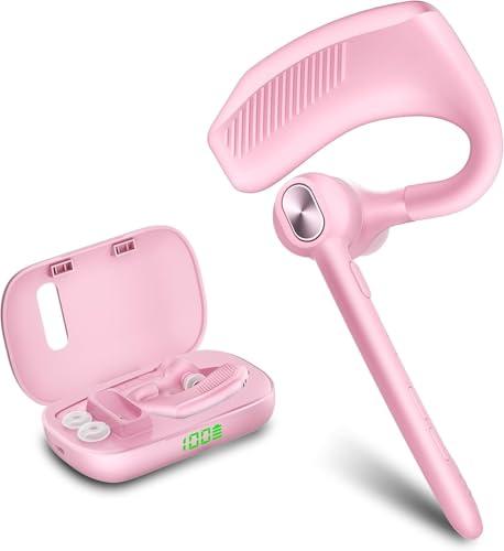 Bluetooth Headset Wireless Earpiece Microphone 180H Playtime 1000mAh Wireless Charging Case Handsfree Single Ear Headset LED Display for iPhone Android Cellphones PC Computer Trucker Drivers Work Game