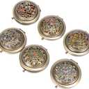 Vintage Mirror Compact Travel Makeup Mirror Cosmetic Pocket Mirror Mini Round Double-sided Folding Cosmetic Makeup Purse Mirror for Travel Mini Round Double-Sided Folding Compact Mirror