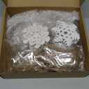 100 Pcs Christmas Unfinished Wooden Snowflake Ornaments Snowflake Hanging Cutouts Blank Wood Slices with Cord Craft Embellishments for Xmas Tree Decorations (White,3.1 Inches)