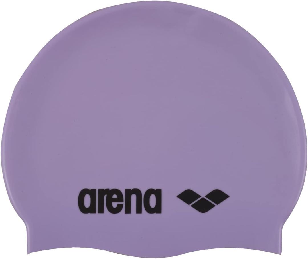 Arena Classic Unisex Soft Silicone Swim Cap for Women and Men, Intensive Training Comfortable Non-Slip Long Hair Swimming Hat (Parma/Black)