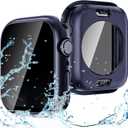 Goton Privacy Waterproof Case Compatible for Apple Watch Screen Protector 40mm Series 6/5/4, SE 3/2/1, Anti Spy Face Cover Back Bumper for iWatch Accessories (Blue)