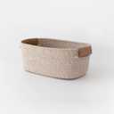 Small Cotton Woven Basket with PU Leather Handle, Baby Kids Clothes Toys Candy Gifts Cotton Rope Organizer, for Living Room Bathroom Shower Storage Laundry, Dog Cat Bed, Fall Basket, Coffee