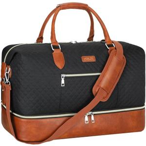 ITIEZY Weekender Overnight Bag for Women - Large Travel Duffel Bag with Shoe Compartment, Gym Duffel Bag Hospital Bag Carry On Tote Bags for Airplanes with Crossbody Bag Toiletry Bag 3Pcs Set