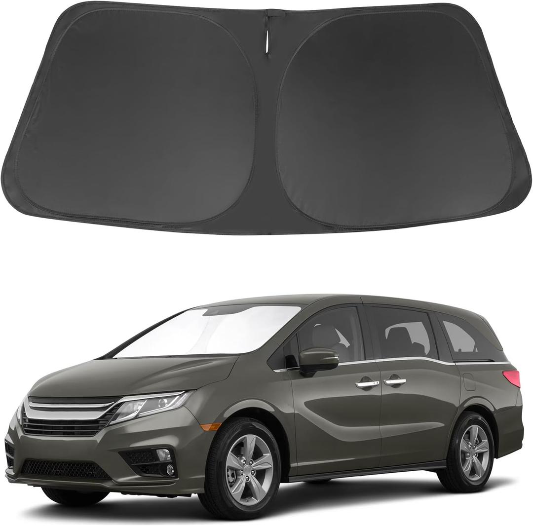 Windshield Sun Shade Custome Fit 2018-2024 2025 2026 Honda Odyssey Accessories LX,EX,EX-L,Touring,Elite Minivan Foldable Window Sunshade Protector Blocks Sun Rays & Heat