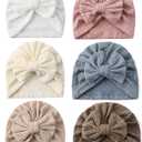 6 PCS Stretchy Baby Turban Hats, Baby Hat with Bows for Girls, Baby Boys Caps, Toddler, Newborn, Infant Hat Unisex (2)