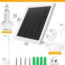 8W Solar Panel for Ring Camera, Solar Panel Charger Compatible with Ring Stick Up Cam/Pro Battery, Spotlight Cam/Pro/Plus Battery, Includes Barrel Plug to USB-C Adapter, IP65 Waterproof, 10ft Cable