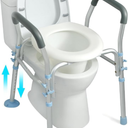 OasisSpace Stand Alone Raised Toilet Seat 400lbs - Medical Raised Commode Toilet with Splash Guard and Safety Frame, Height Adjustable Legs, Bathroom Assist Frame for Elderly, Handicap, Disabled