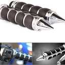 Pair of 1" Dual Motorcycle Bar End Hand Grips Handlebar for Cruisers Harley Yamaha Suzuki-Silver