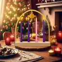 4 Pcs Advent LED Candle with Remote Hexagram Flameless Candleholder Battery Operated Candlesticks for Advent Wreath Lent Decorations Flickering Flameless Candles with Remote Timer