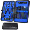 Manicure Set, ESARORA 18 In 1 Stainless Steel Professional Pedicure Kit Nail Scissors Grooming Kit with Black Leather Travel Case