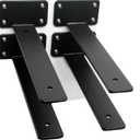 4 Pack - 9 Inch Black Hidden L Shelf Bracket (1/5 Inch Thicked) Iron Floating Shelf Brackets Rustic Industrial Metal Brackets for Shelf Support