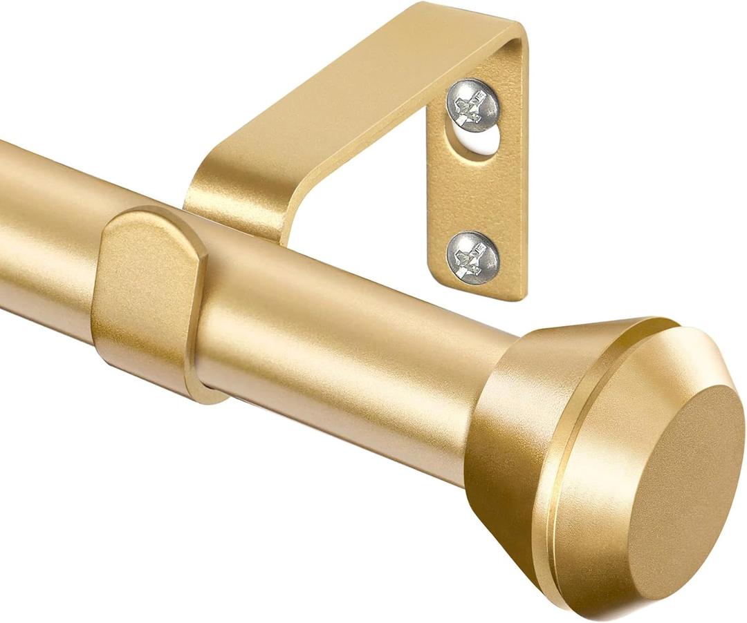 Gold Curtain Rod 32 to 58 Inch, HOTOZON 3/4 Inch Heavy Duty Curtain Rods for Windows, Decorative Single Drapery Rod with Diamond Finials (32-58")