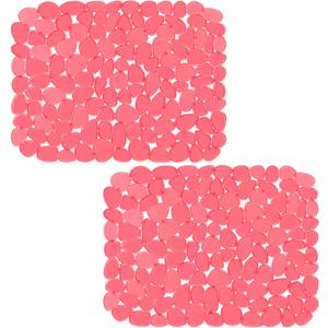 Bligli Pebble Sink Mat for Stainless Steel/Ceramic Sinks, PVC Eco-Friendly Sink Protectors Mats for Bottom of Kitchen Sink, Dish Drying Mat for Dishes and Glassware, 15.7 x 11.8 inch, Red