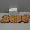 3 Pcs Puffy Makeup Bag Quilted Cosmetic Pouch for Women Cute Checkered Travel Toiletry Bag Puffer Makeup Organizer Purse Pouch Preppy Pencil Case with Zipper (Brown)