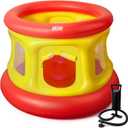 All-in-1 Inflatable Bounce House Trampoline for Toddlers 1-3, with Manual Air Pump, Thick Textured Non-Slip PVC, Safety Net, Kids Indoor and Outdoor Play(51'', Balls not Included)