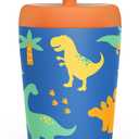 Kid Insulated Stainless Steel Tumbler with Silicone Straw, 12oz Sippy Cup for Kids (Dinosaurs)