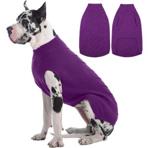 IECOii Great Dane Sweater, 5XL Dog Sweater for Extra Large Dogs Breed, XXXXXL Dog Sweaters Christmas Outfit, Thick Warm Dog Winter Sweater for Male Female Dogs, Pullover Big Dog Sweater, Purple-5XL (XXXXX-Large (Chest: 43.3 In))