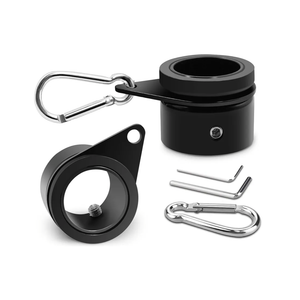 Flag Pole Rings, Aluminum Alloy Flagpole Rings 360° Rotating Anti Wrap Flag Mounting Ring, Spinning Flag Pole Clips with Carabiner for 0.75-1.02 Inch Diameter- Pack of 2 (Black)