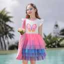 LQSZ Girls Tulle Dresses Princess Flutter Sleeve Tutu Dress for Toddler Girl 3-12 Years (6-7 Years)