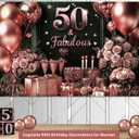 IndoTribe 50 and Fabulous Rose Gold Happy Birthday Banner 6x4ft 50th Birthday Decorations for Women Happy 50th Birthday Backdrop for Women 50 and Fabulous Birthday Decorations