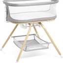 ANGELBLISS 3 in 1 Baby Bassinet, Rocking Bassinets Bedside Sleeper with Calming Motion, Portable Nest for Newborn Infant, Breathable Mesh (Grey)