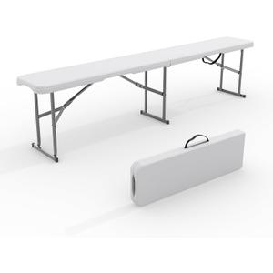 GarveeLife Portable Folding Bench 6 Foot, Plastic Foldable Bench HDPE BenchTop with Carrying Handle for Outdoor Picnic Camping Party Sports Activities - White, 1 Pack