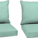 Arden Outdoor Deep Seat Cushion Set, 2-Pack, 22x24, Aqua | Sofa, Couch, Conversation Set, Weather-Proof, Rain-Proof, Fade Resistant for Chair, Mold and Mildew Resistant