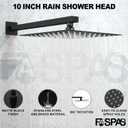 Shower System with Tub Spout, 10-Inch High-Pressure Rain Showerhead and Handheld Combo, Matte Black Shower Faucet Set with Rough-in Valve and Trim, Wall Mounted 3-Way Shower Set