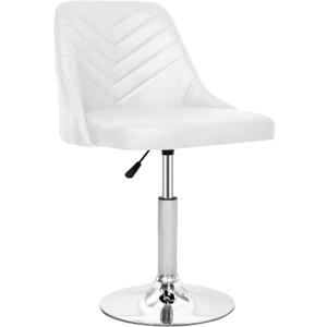 VECELO Bar Stool, Adjustable Barstools with Backrest, 360Swivel PU Leather Stools for Kitchen Counter, Modern Style, White (Set of 1)