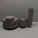 Homienly 40-Piece Wheat Straw Dinnerware Sets, Non Breakable Dinnerware, Cups, Plates and Bowls Sets for 8 - Microwave Dishwasher Freezer Safe, Grey