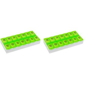 Ezy Dose Weekly (7-Day) AM/PM Pill Organizer, Vitamin Case, and Medicine Box, Medium Compartments, 2 Times a Day, Green, 67375GAMT (Pack of 2)