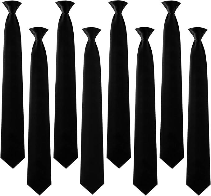 Janmercy Clip on Tie for Men 20 inch Solid Skinny Formal Neck Tie Pretied for Office School Wedding Business Uniforms 8 Pack