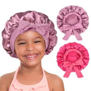 YANIBEST 2 PCS Baby Bonnet Silk Satin Bonnet for Kids Sleeping Cap Curly Natural Hair Silk Bonnets for Girls Boys Infant (5-12 Years, Purple)