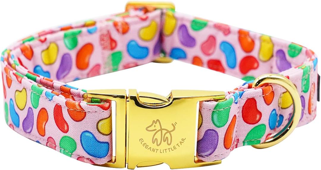 Elegant Little Tail Easter Dog Collar - Colorful Candy Print, Cute Pink for Boys and Girls, Adjustable for Medium Dogs, Pet Gift (Medium (Pack of 1))