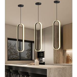 1 Rings Modern Chandelier Glam Chandelier LED Dimmable for Living Room Kitchen Island Dining Room Ceiling Chandeliers Black