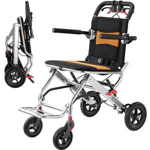 Ultra-Lightweight 19lbs Foldable Transport Wheelchair for Seniors - Portable Aluminum Travel Wheelchair with Carrying Bag, Supports 220lbs Capacity (8in)