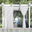 RYB HOME Sheer Curtains for Living Room, Mosquito & Voile Sheer Extra Long Waterproof Privacy Added Curtains for Porch Yard Pergola Balcony, W 54 x L 120 inches, White, 2 Panels Set