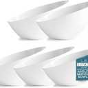 Posh Setting - White Plastic Serving Bowls for Party Angled Bowls Disposable Chip Bowls Candy Bowls for Party Table Salad and Fruit Bowls for Party Wedding Serving Bowls-White, 20 OZ, 5 Pack