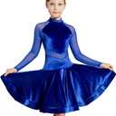 SCGGINTTANZ GD3102 Kid Latin Ballroom Dance Professional net Yarn and Velvet Splicing Design Race/Performance Dress for Girl