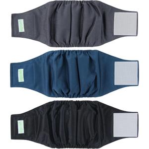 wegreeco Washable Dog Diapers - Washable Male Dog Belly Wrap - Pack of 3 - (Black, Charcoal, Navy, Medium)