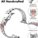 Compatible with Apple Watch Band 41mm 40mm 38mm 45mm 44mm 42mm Women,Cute Stainless Steel Metal iWatch Band for iWatch Series 9/SE/SE2/8/7/6/5/4/3/2/1,Pretty Shiny Look (Silver Rose Gold)