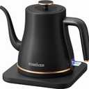 Stariver Gooseneck Electric Kettle, 0.8L Electric Tea Kettle Tea Pot, Pour Over Coffee Kettle with Stainless Steel Inner Lid & Bottom, Water Boiler with Auto Shut Off and Boil Dry Protection, Black (0.8 Quarts, Black-gold)